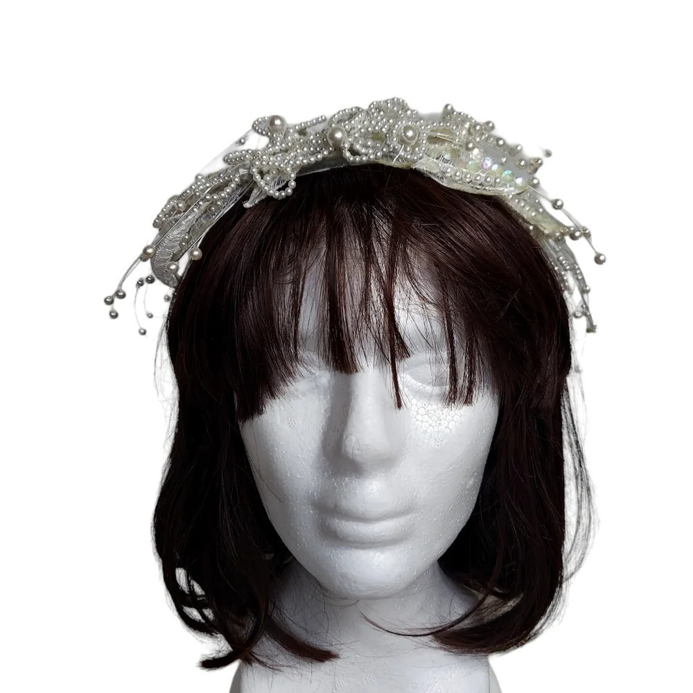 Vintage Jon Bradley Couture Collection Freshwater Pearl Tiara Bridal Headpiece - Picture 16 of 16